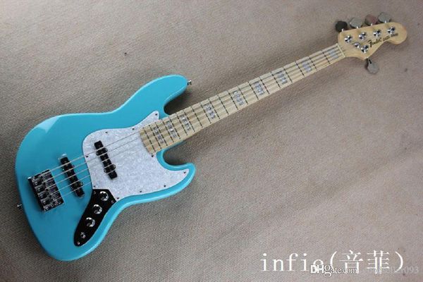 

factory custom light blue jazz 5 string bass maple fingerboard music bass