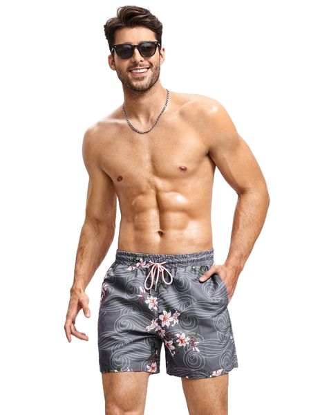 

men drawstring waist floral print shorts d1or#, White;black
