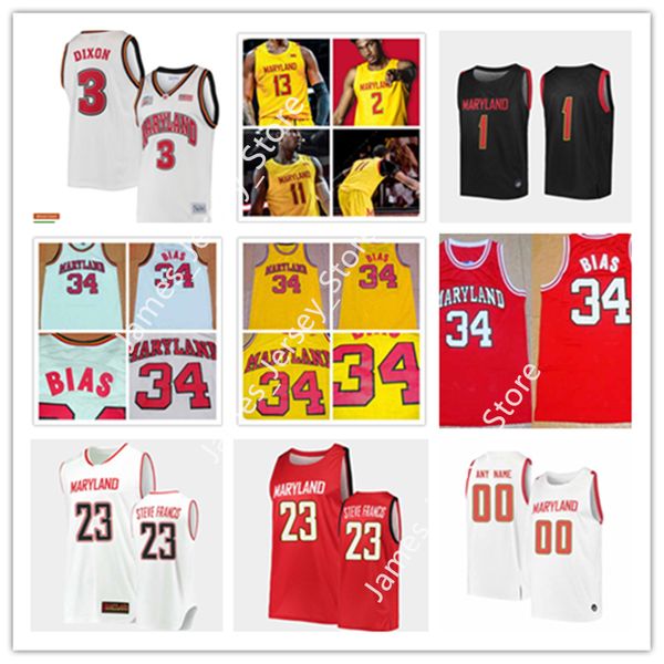 

2022 ncaa custom maryland stitched college basketball jersey 34 len bias jerseys 20 travis valmon 24 trace ramsey 14 spencer barks 10 serrel, Black