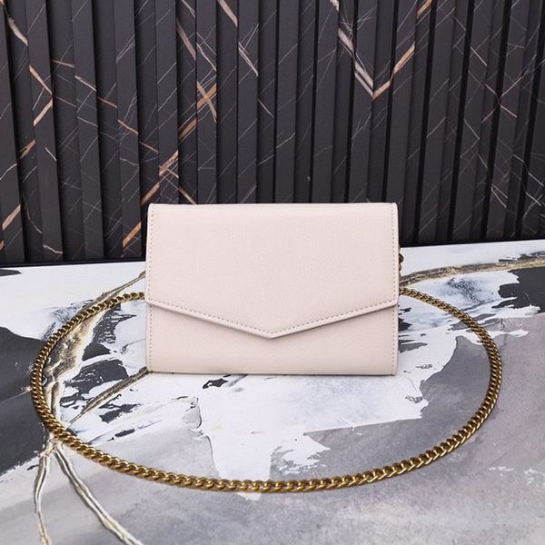 

chain bag flap handbag imported cowhide genuine leather solid color clutch wallet removable chains shoulder strap 48cm classic metal letters