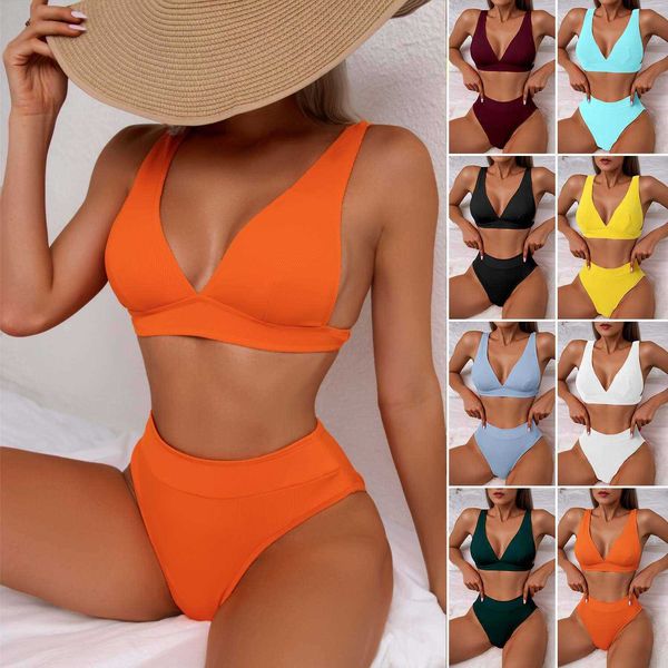 

2022 new high waist bikini swimsuit split bikini, White;black