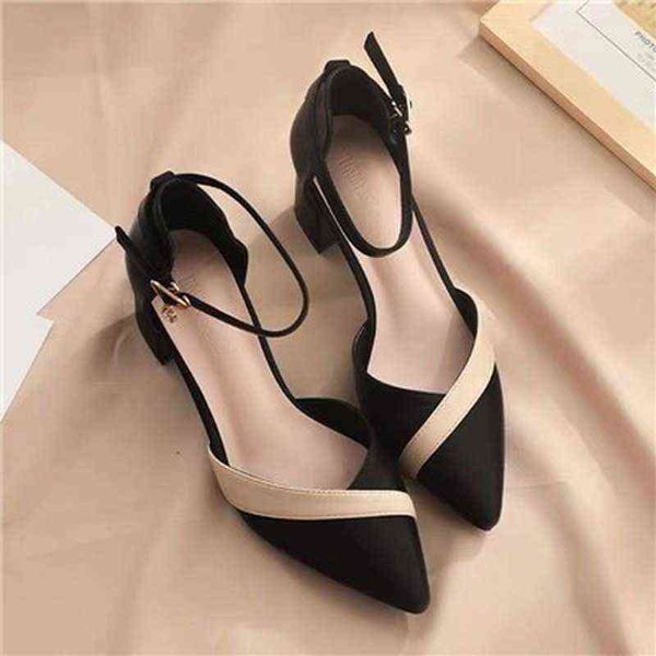 

sandals high heels women classic beige chunky heels for party black pu leather night club pumps 220323