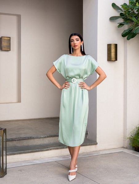 

motf premium batwing sleeve rhinestone belted dress f5rs#, Black;gray