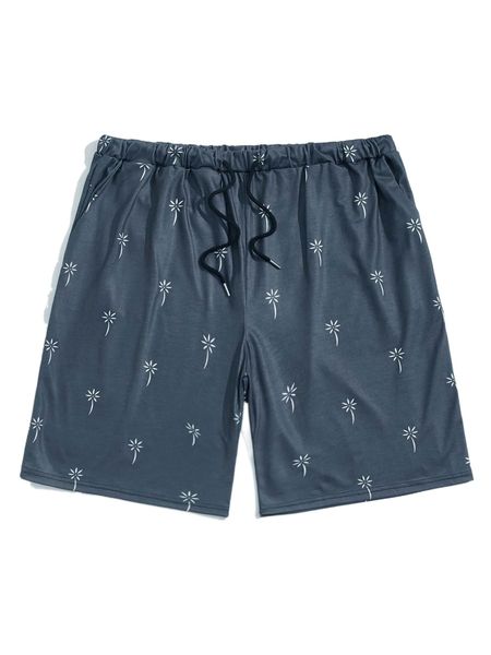 

men floral print drawstring waist shorts 88tb#, White;black