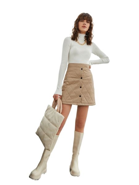 

argyle print button front skirt m6eo#, Black