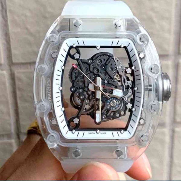 

watch designer luxury mens mechanics watches richa milles wristwatch japanese wine barrel leisure business watch rm055 fully automatic, Slivery;golden
