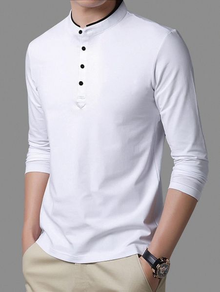 

men stand neck half button tee f5tl#, White;black