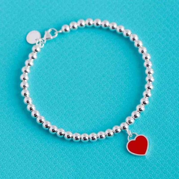 

brand designer bangle bracelet love bracelets enamel heart pendant sterling silver valentine's day gift with box, Black