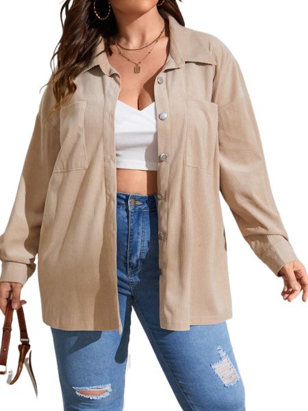 

plus dual pocket drop shoulder coat n33g#, Black