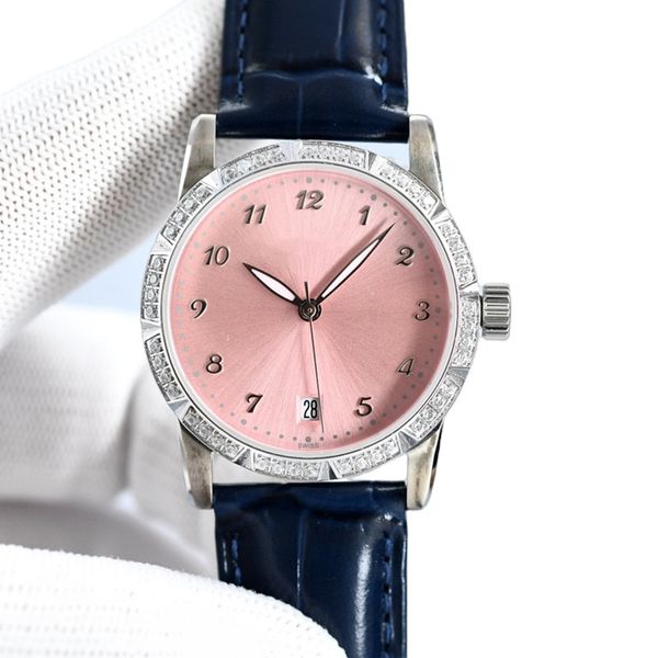 

fashion women's watch 36mm stainless steel case leather band mechanical movement sapphire crystal scratch resistant diamond designer wa, Slivery;brown