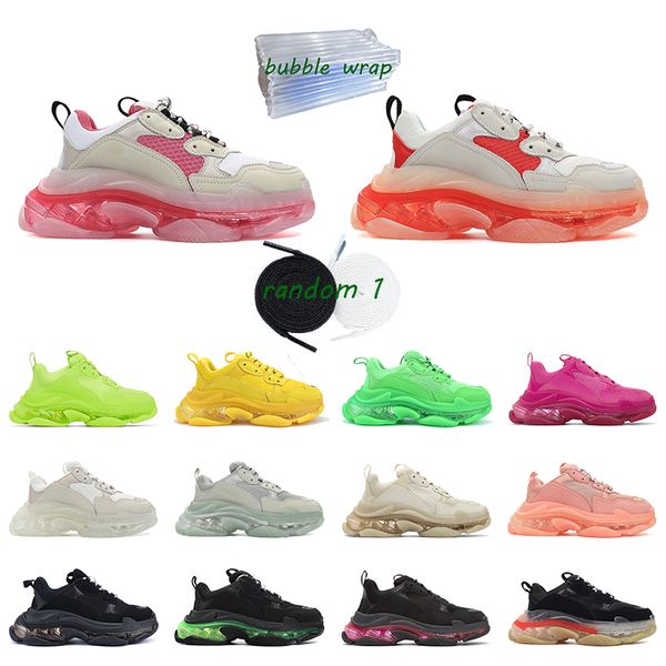 

triple s clear sole casual shoes bubble midsole black white green rainbow men women platform sports sneakers trainers