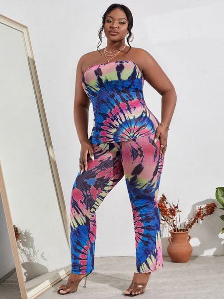 

sxy plus spiral tie dye tube with pants d8kb#, Black