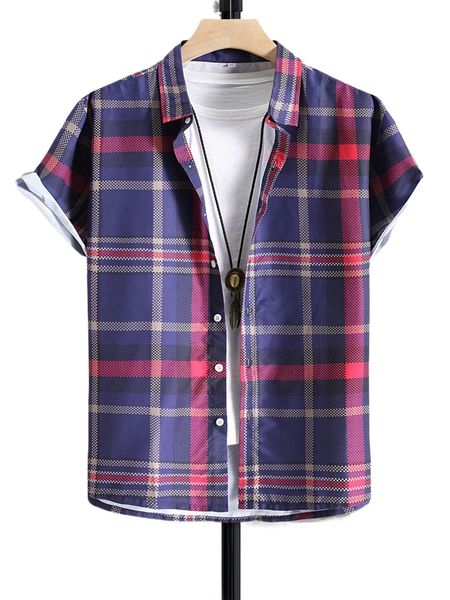 

extended sizes men plaid button front shirt b4sq#, White;black