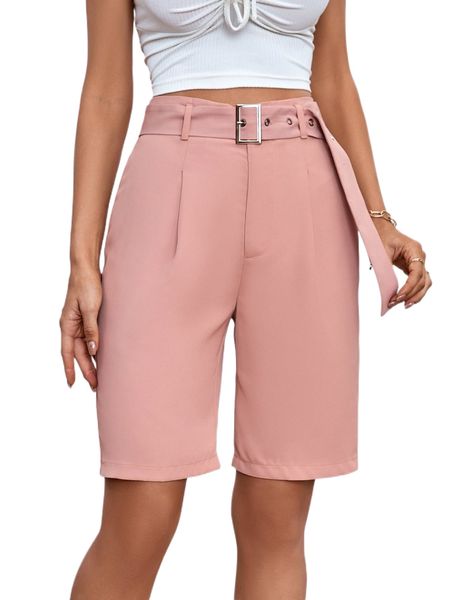 

fold pleated belted bermuda shorts p4me#, White;black