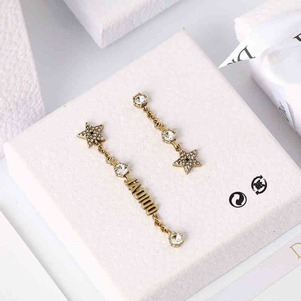 

earrings d home diamond star tassel female di brass asymmetric fashion, Golden