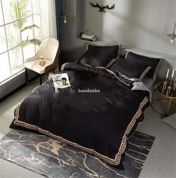 

casual king size designer bedding set covers 4 pcs letter printed cotton soft comforter duvet cover luxury  bed sheet with pi2183