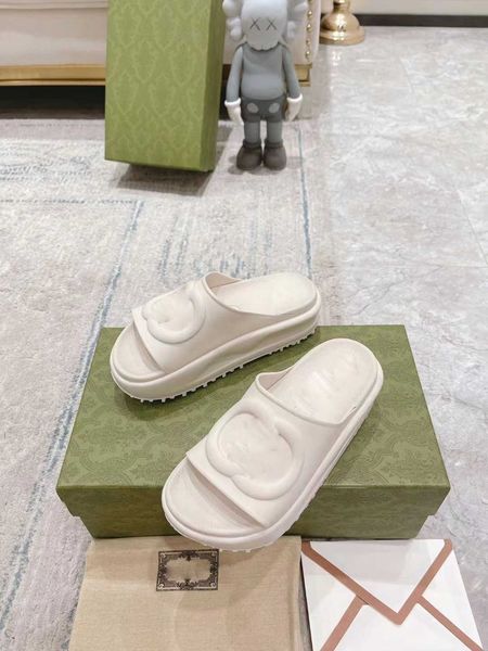 

fashion g women's designer sandals slide slippers flip flops platform wedge embroidery printing jelly rubber shoes high heels 35-41, Black