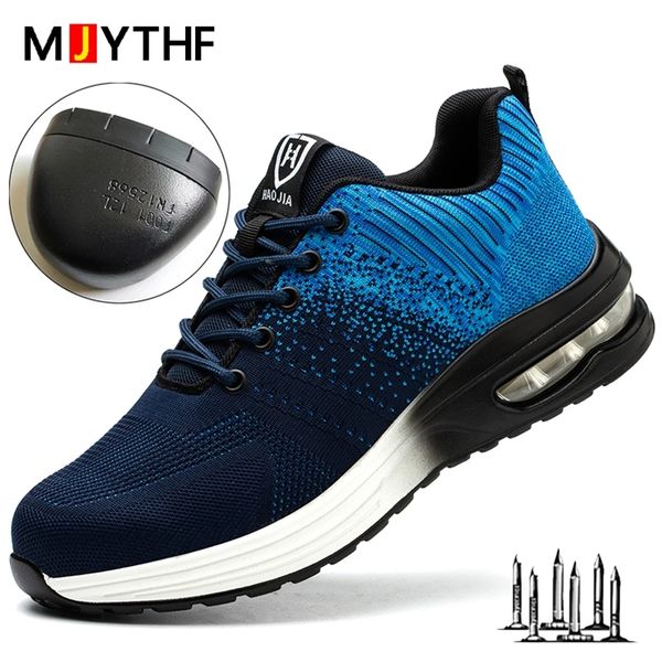 

fashion safety shoes men boots steel toe puncture-proof work sneakers male indestructible footwear 220810, Black;brown