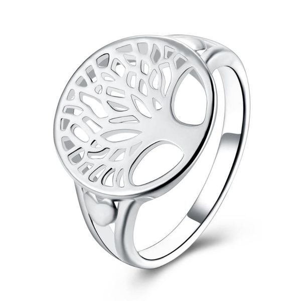 Cluster Ringe Großhandelspreis Frauen Farbe Silber Ring Baum Hohl Charms Hochzeit Schmuck Mädchen Geschenk Hohe Qualität Mode Klassiker