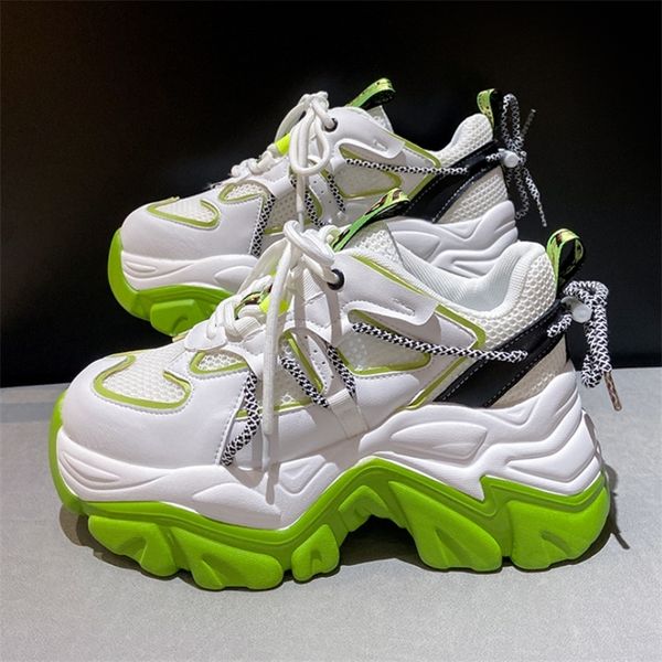 

womens vulcanized shoes fashion chunky sneakers women breathable casual wedges heels shoes woman trendy brand sneakers 220623, Black