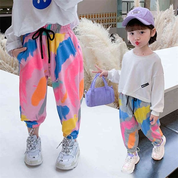 

girl pants graffiti pattern children's pants for girls spring autumn children pants casual style girl clothes 210412, Blue
