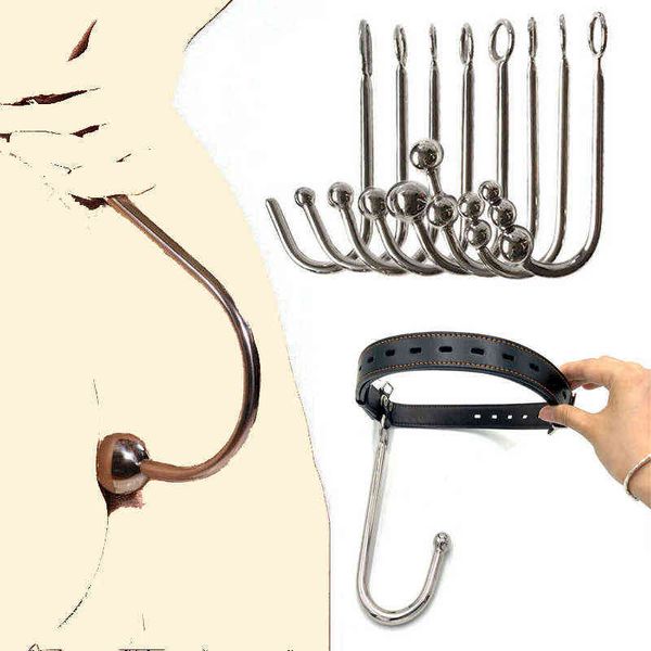 Nxy Anal Toys Leder verstellbarer Keuschheitsgürtel mit Edelstahl-Hakenperlen, Bdsm-Bondage-Rückhalte-Buttplug, Sex für Erwachsene, 220510