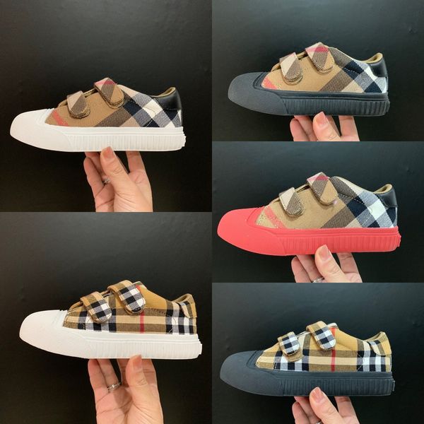 

laceless hook loop strap low sneakers designer shoes kids baby children plaid trainers berry stripes vintage tennis fashion trainer bur flat