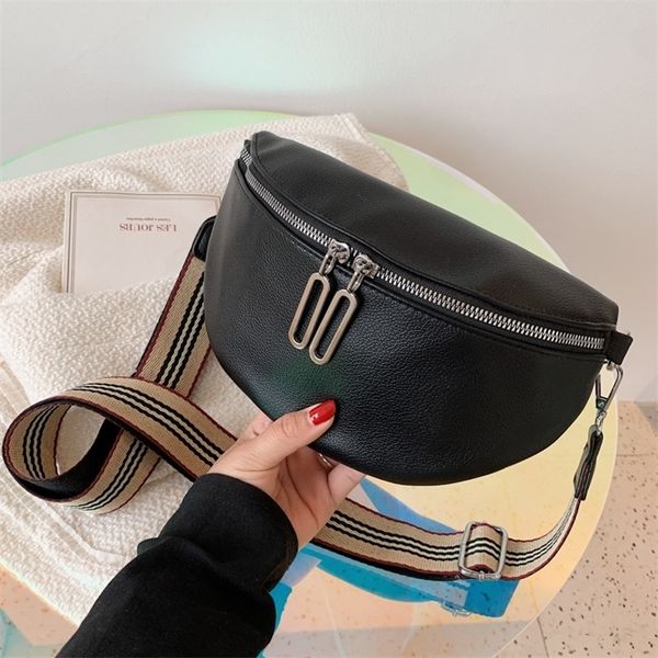

solid color pu leather fanny pack for women stylish waist pack ladies classic black waist bag female handbag trended brand 220513