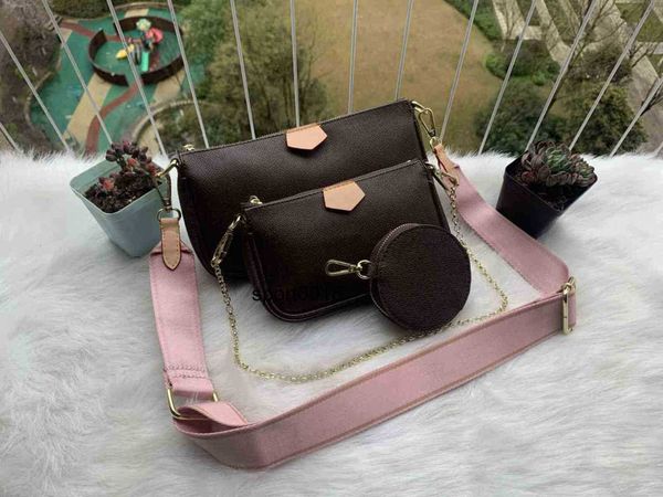 

fashion handbags purses women favorite mini pochette 3pcs accessories crossbody bag vintag shoulder bags leather multi color straps 44823 44