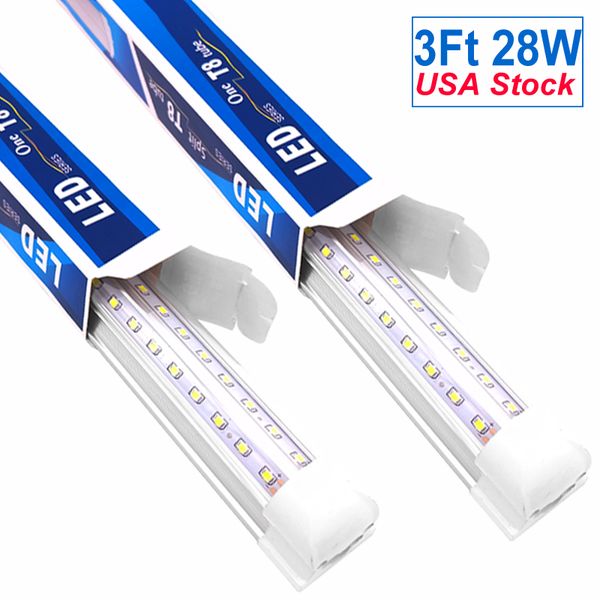 

led shop light 3ft 3 feet , 28 30 watt 3 foot tube lamp , 36 inch linkable bulbs for garage, warehouse, v shape, 3' cooler lights ,2800