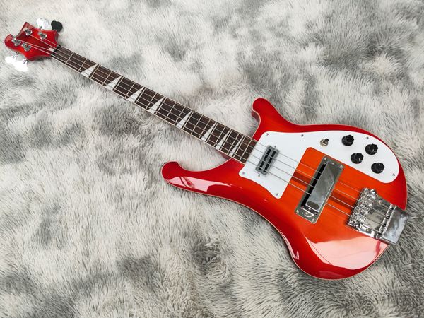 

neck through body 4003 bass guitar custom 4 strings cherry red finish basse guitare with shark pin inlays