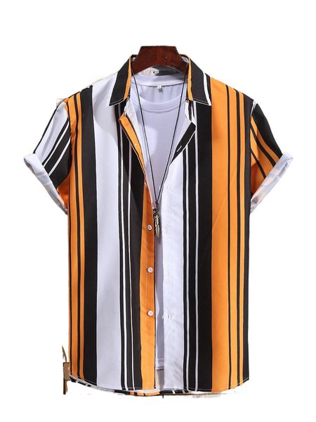 

men random vertical striped shirt without tee j3my#, White;black