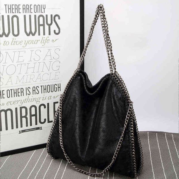 

large foldable three chain work shoulder bags for women 2020 tote messenger bag lady luxury handbags black g220421
