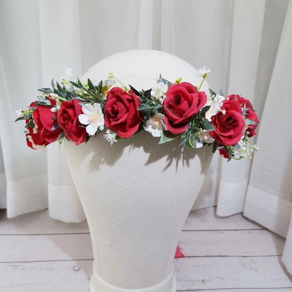 Acessórios para cabelos de casamento da coroa da coroa de rosa garotas corajas de flores da cabeça da cabeça da guirlanda floral feminino de cabelos de noiva ornamentos