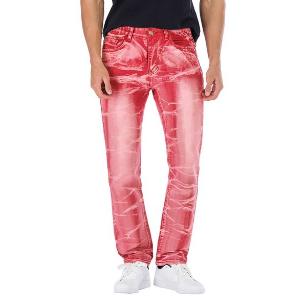 Red Tie Dye Herren Jeans Frühling Herbst Schleifen Weiß Slim Fit Hosen Mode Lässig Männlich Denim Baumwolle Hosen Pantalones