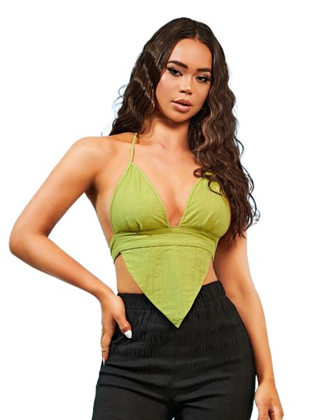 

backless knot hanky hem halter u6uc#, White