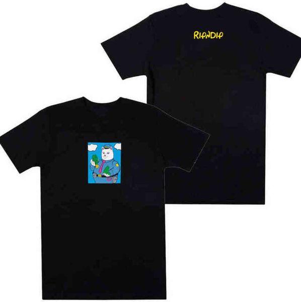 

brand american classic fashion ripndip mens t shirts designer animal cat t-shirts couple minority short sleeve summer women tshirt oversize, White;black