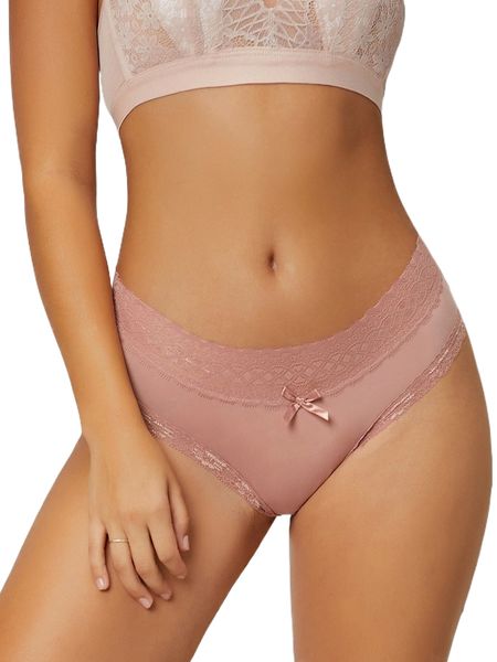 

contrast lace bow decor panty t1da#, Black;red