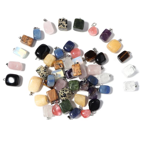 

irregular natural crystal opal rose quartz tigers eye chakra stone charms pendant for diy earrings necklace jewelry making, Bronze;silver