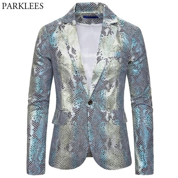 Men prateado e brilhante Blazer Pattern Pattern Pattern Mens Blazer Jacket Dresses Men traje de palco masculino Blazers Blazers 201104