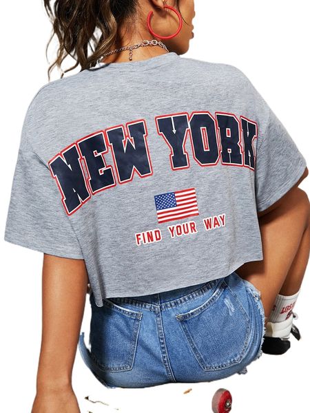 

letter graphic drop shoulder crop tee e68n#, White