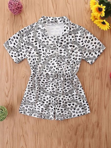 

toddler girls chain print shirt romper she, Blue