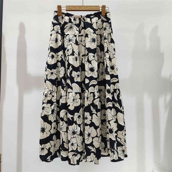 

skirts channel ed women's skirt summer flower yu beauty print high waist, Black
