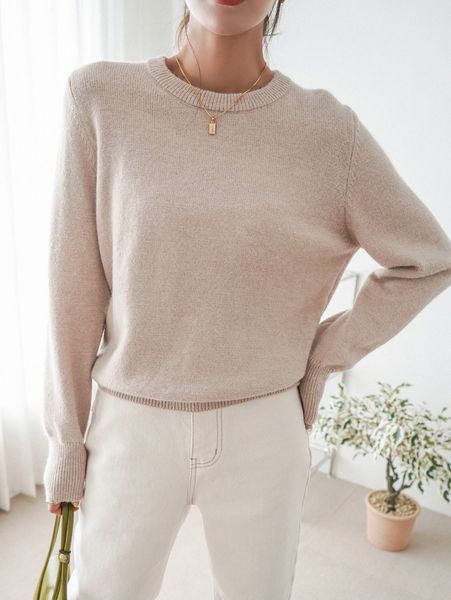 

dazy solid crew neck sweater u8cr#, White;black