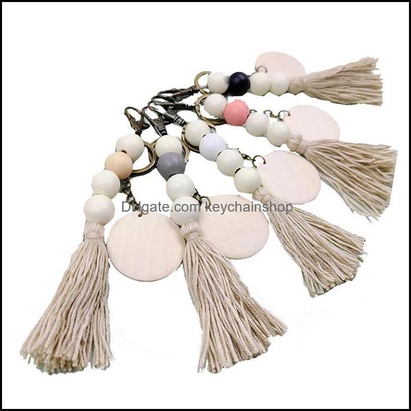 

keychains fashion accessories mticolor beaded boho handmade tassel keychain diy wooden key chain gift keyring drop delivery 2021 sqhcy, Silver