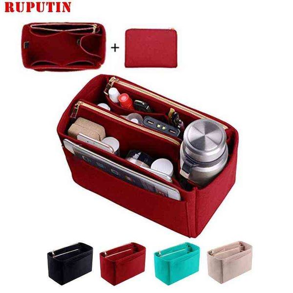 

popular women's makeup organizer felt cloth insert bag multi-functional travel cosmetic bag girl storage toiletry liner bags 220721, Blue;pink