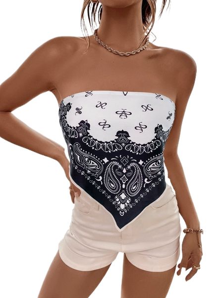 

paisley print bandana tube u2u1#, White