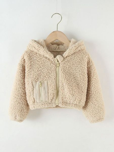 

toddler boys 3d ear design zip-up hooded teddy jacket she, Blue;gray