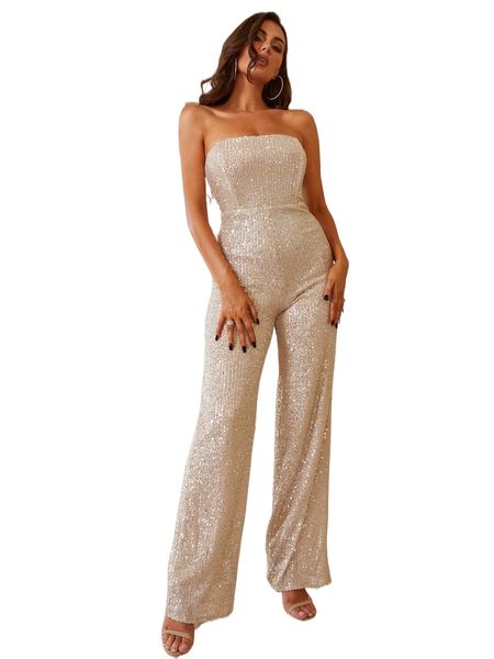 

love&lemonade contrast sequin backless tube jumpsuit s8ft#, Black;white