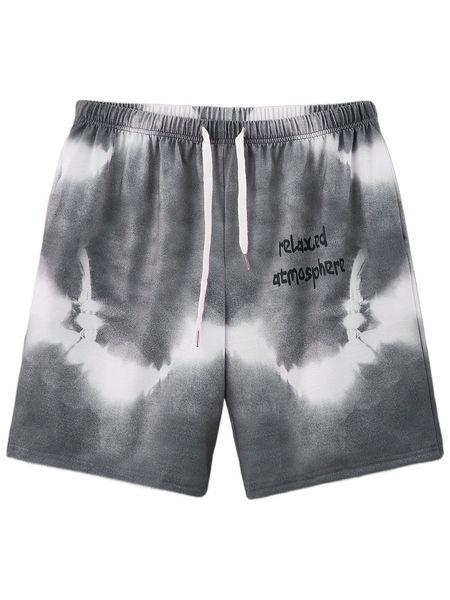 

men letter graphic tie dye drawstring waist shorts d5dc#, White;black